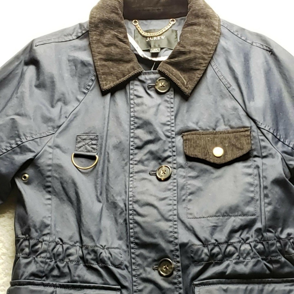 J.Crew Jacket Womens‎ XS Blue Cotton Military Corduroy Collar Button Pockets